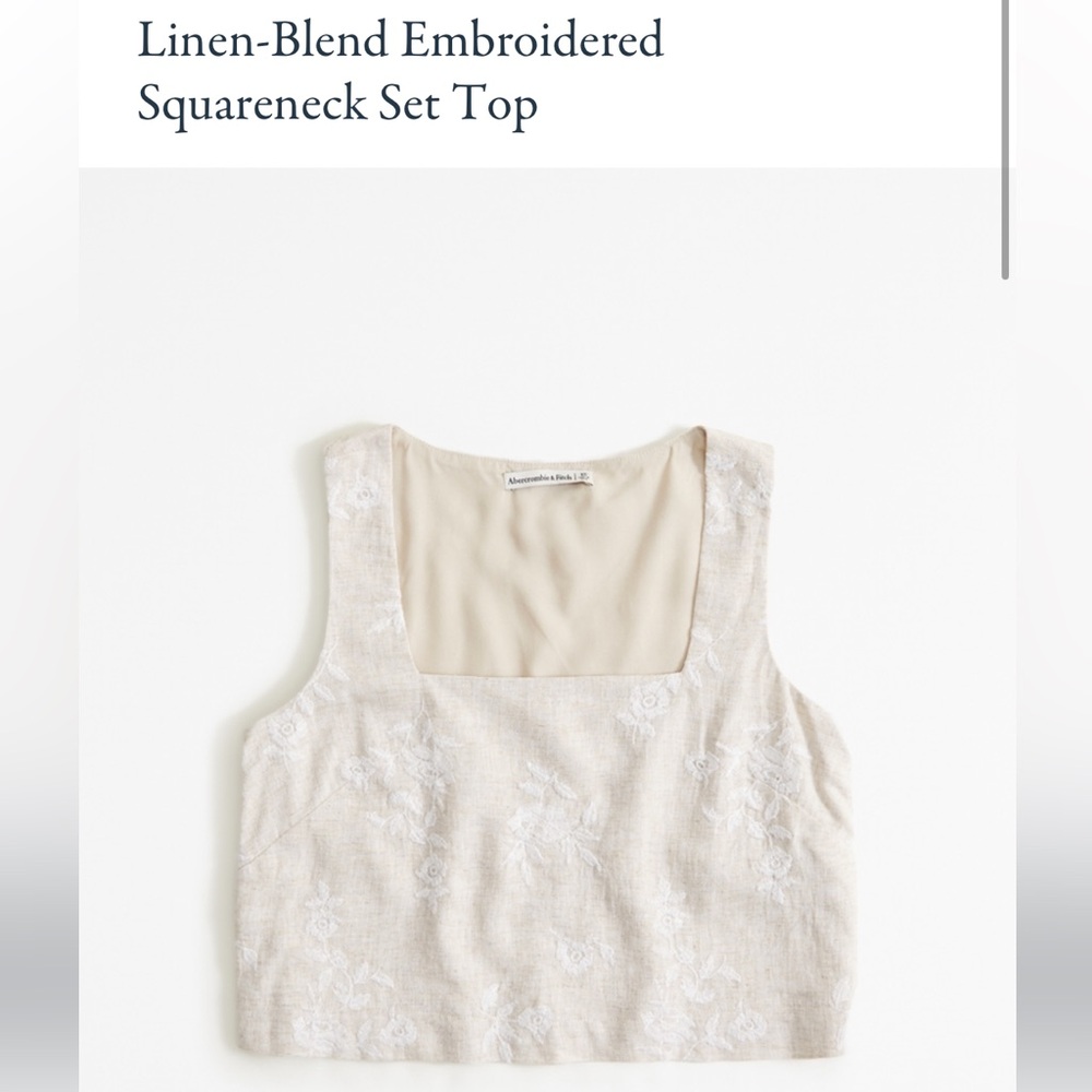 BLACK linen blend cropped tank from Abercrombie & Fitch